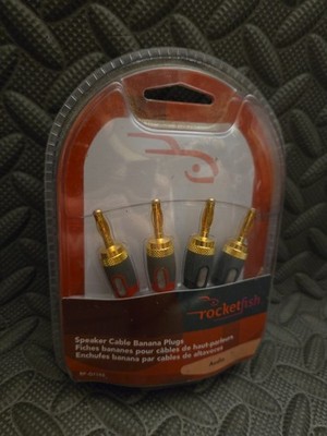 Rocketfish Speaker Cable Banana Plugs RF G1146 Gold Plated Pack Audio Connectors