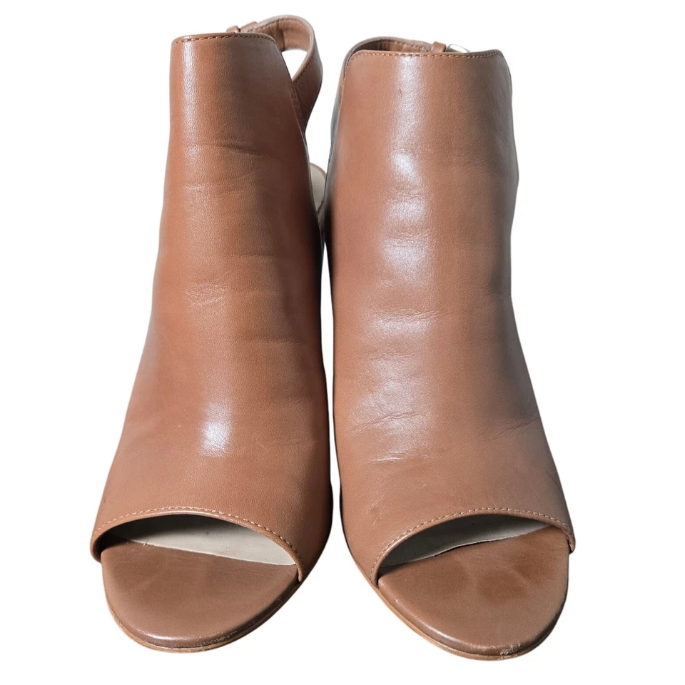 ALDO NOASSA Peep Toe Botines Cuero Tostado Tacón Bloque Cordones Talla 7.5 Foto 2 de 4