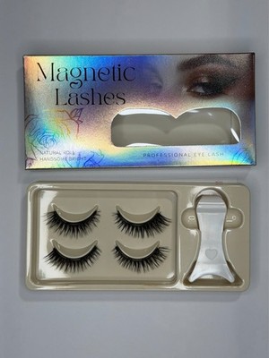2 Pair Magnetic Lash Set No Glue False Eyelashes With Applicator Tool