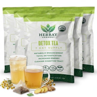Herbay Harmony Organic Detox Tea   Caffeine-Free Herbal Cleanse (4 Pack)
