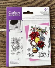 Crafter's Companion CLEAR ACRYLIC STAMPS 6pc Floral Festivities NEW