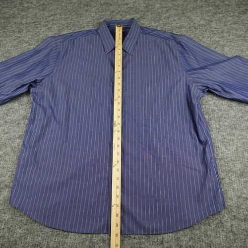 UNTUCKit Shirt Mens Extra Large Blue Pin Stripe Wrinkle Free Relaxed Fit Casual - Picture 4 of 9
