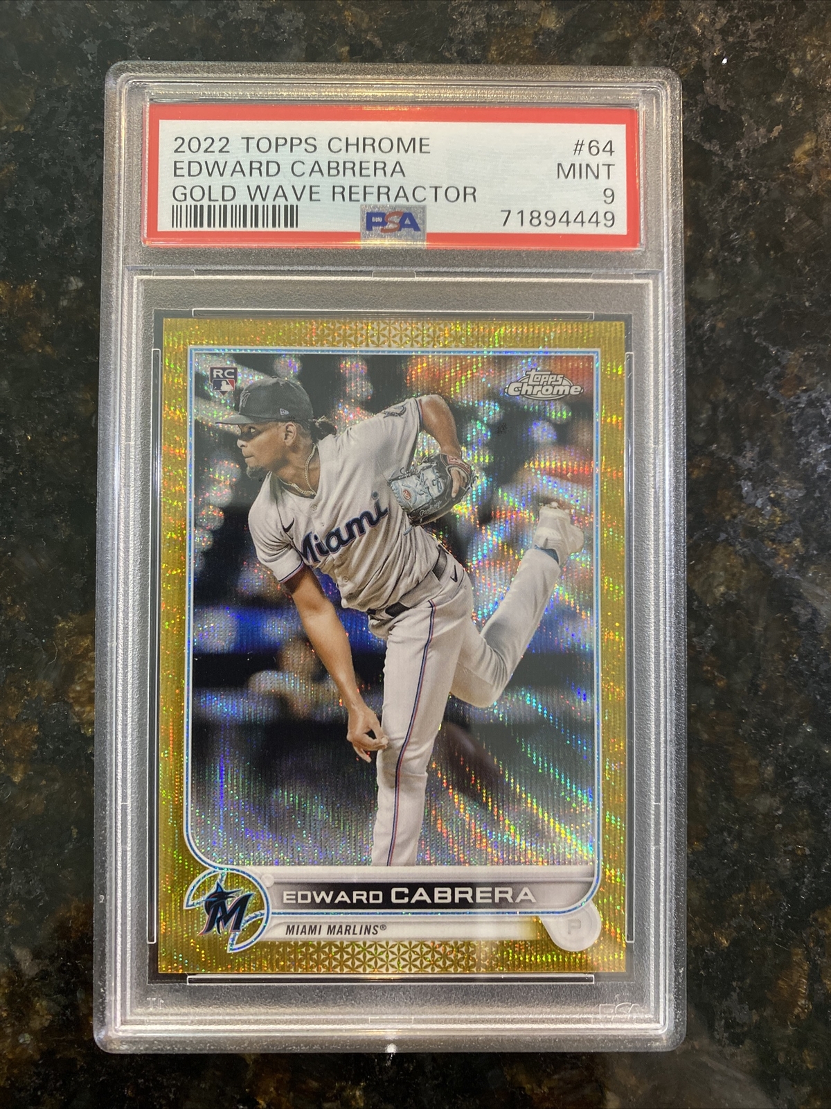 Edward Cabrera 2022 Topps Chrome Gold Wave Refractor #64 25/50 PSA MINT 9 RC!