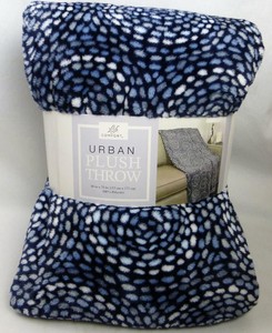 Throw Blanket Life Comfort Blue White Gray Dots Urban Plush 60 X