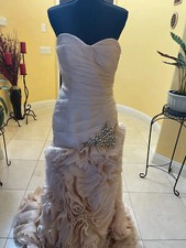 TERANI COUTURE Embellished Bodice Rose Ruffle Dress Formal Gown Size 8 NEW