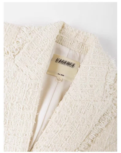 Women L'AGENCE Collared One Button Tweed Coat Top - Picture 6 of 10