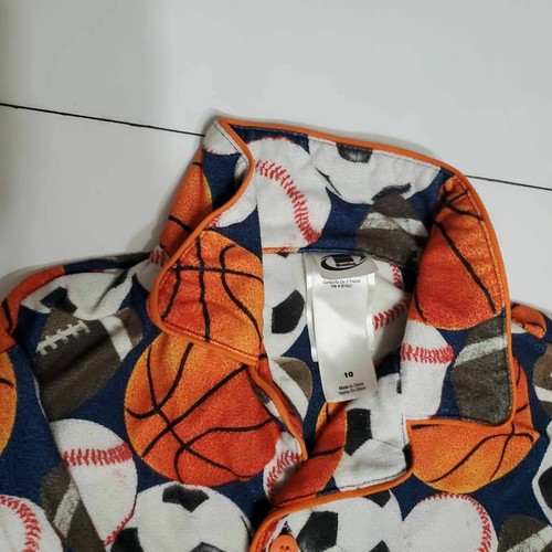 JCPenney Basics Boys 2 Piece Pajama Sets Orange Blue Sports Ball Print 10 - Picture 8 of 12