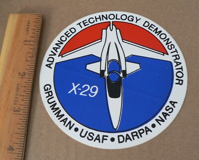 Vintage Grumman X-29 Decal Experimental Aircraft US Air Force NASA  4'' Round  