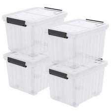 Kekow 50 Quart Clear Plastic Stackable Storag...