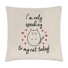 I'm Only Speaking To My Cat Today Linen Cushion Cover - Pillow Crazy Cat Lady