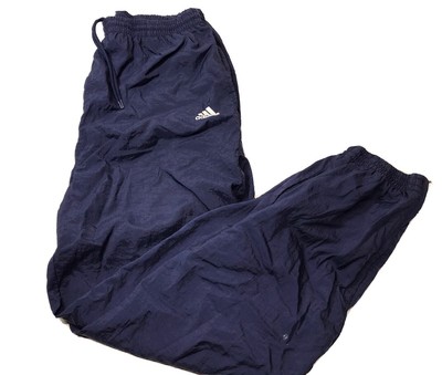 ADIDAS 1990's LINED NYLON WINDBREAKER TRACK PANTS SIZE LARGE BLUE VINTAGE | eBay