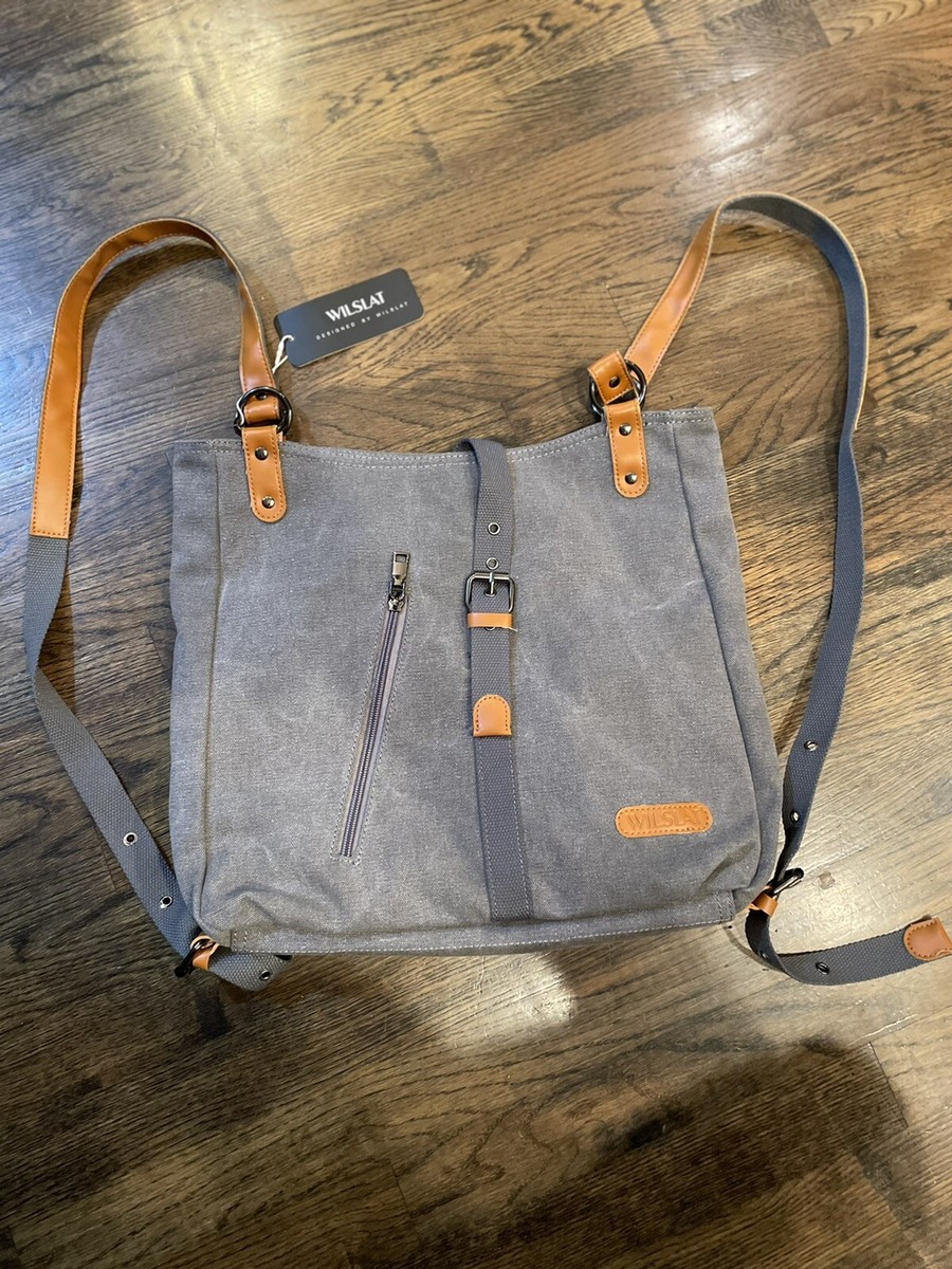 Wilslat Backpack Bag/Purse Gray Canvas NEW | eBay