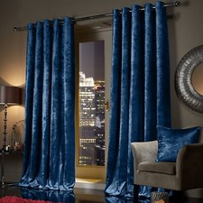 Ring Top Thick Velvet Blackout Curtains Pair Ready Made Eyelet Fully Lined Panel