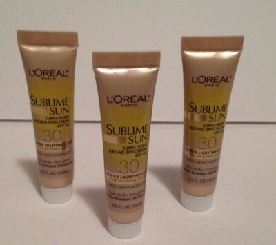 LOT OF 3  L'OREAL PARIS SUBLIME SUN SUNSCREEN BROAD SPECTRUM SPF 30 0.5 oz TSA