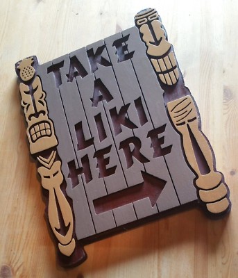 Tiki Bar Take a Liki 3D routed wood Island Beach Pool Bar Sign Custom 