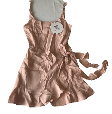 Princess Polly Cottage Hill Mini Dress Womens Size 2 Pink Tie Detail Lined Zip