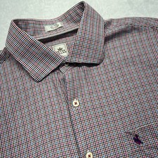 Peter Millar Button Up Pocket Long Sleeve Cotton Shirt Men L Blue Rodeo Logo