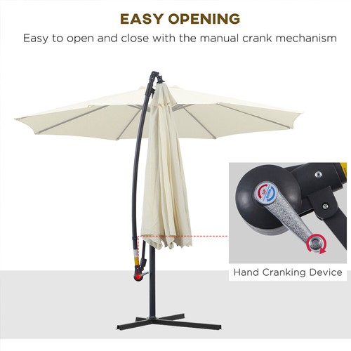 3M Tilt Aluminium Parasol Umbrella Grey Garden Patio Table Shade Canopy Large UK - Picture 5 of 23