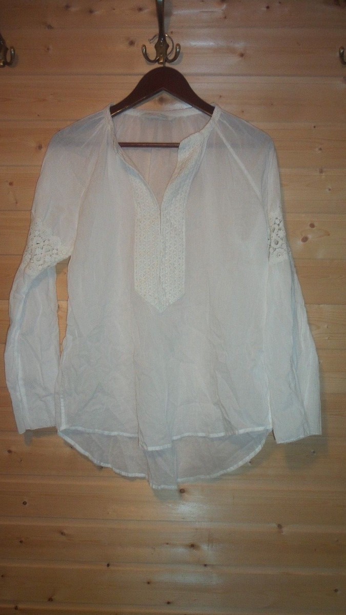 ODD MOLLY WHITE LONG SLEEVE LIGHT COTTON TOP BLOUSE SZ 1 | eBay