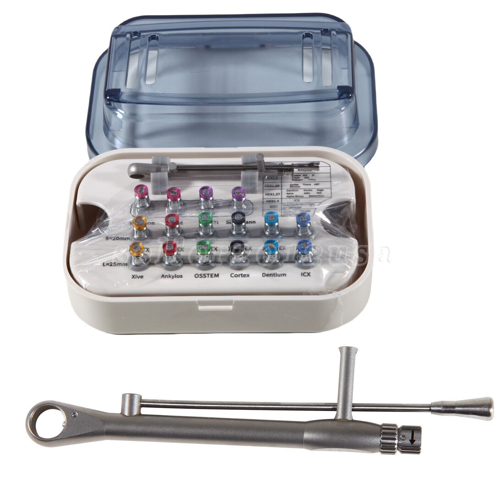 Dental Universal Implant Prosthetic Kit Torque Wrench Screw Drivers Remover Box