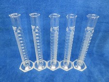 Lot of 5 Kimble Kimax Graduated Cylinder 250ml Glass Class B White Single 20024
