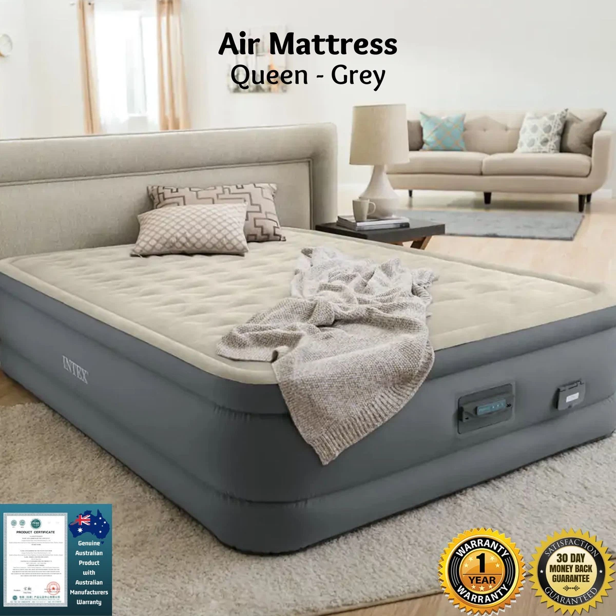 Intex PremAire II Elevated Queen Airbed Inflatable Mattress Built