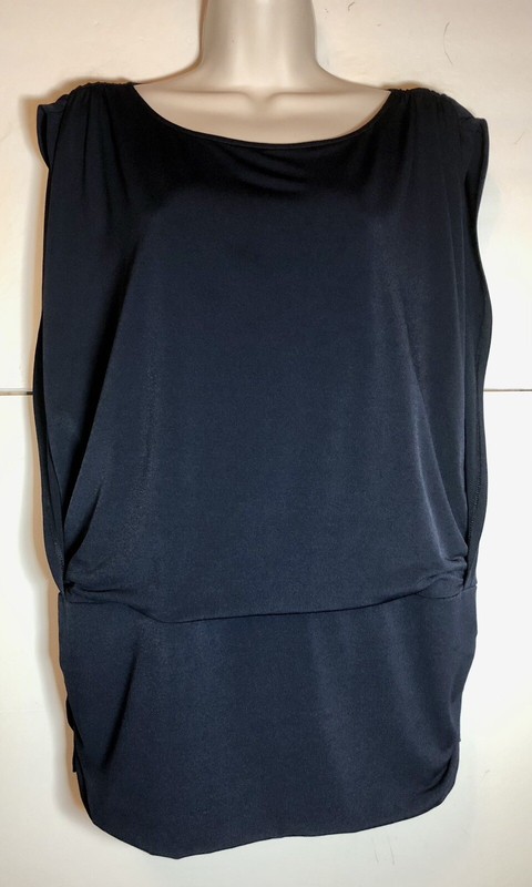 CHICO’S WOMENS SIZE L TOP NAVY BLUE LAYERED  SLEEVELESS NEW CONDITION