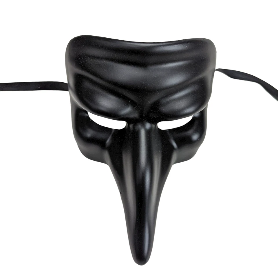 All black DIY Short Nose Medieval Plague Doctor Face Design Masquerade Mask - Image 4 of 4