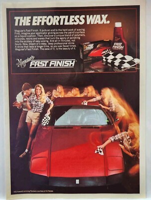 1982 Mequiar's Fast Finish Car Wax Red Pantera Retro Original Print Ad