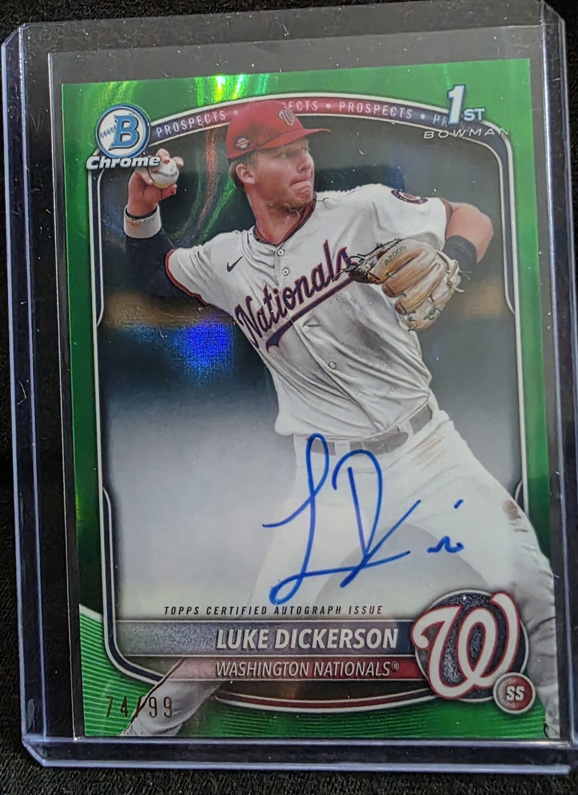 2025 Bowman Chrome Luke Dickerson Green Lava /99 1st Auto
