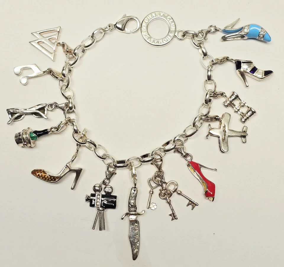 Impresionante Brazalete Thomas Sabo Plata Esterlina Charm Club 8 Dijes - 7 13/16" Nuevo de Lote Antiguo Foto 2 de 4