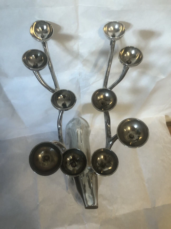 Pottery Barn Silver Plated 10 Point Reindeer Candelabra Candle Holder 20" Tall - Image 4 of 4