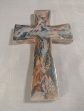 A Decorative Cross Made of Wood And Finished With Epoxy Art Pour Technique.