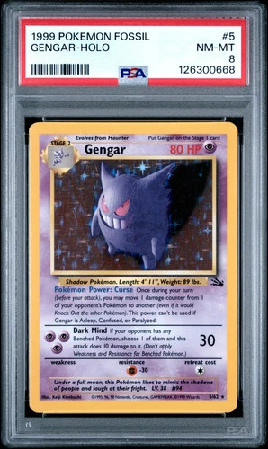 Gengar 1999 Pokemon Fossil PSA 8 #5