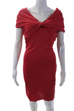 Giambattista Valli Womens Short Sleeves V Neck Body Con Dress Pink Size Small