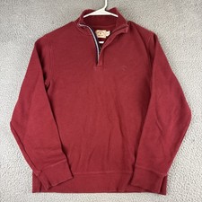Brooks Brothers Sweatshirt Mens M Red Fleece 1/4 Zip Pullover Sweater Light