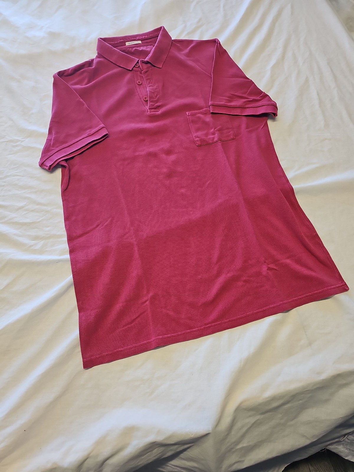 Vintage SCOUT Men's Raspberry Pink Piqué Polo Shirt L BB936 image 3