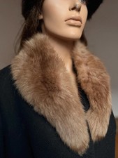 Vintage Fur Collar Beige Genuine Real Fur Coat Trim 1980s