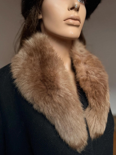 Vintage Fur Collar Beige Genuine Real Fur Coat Trim 1980s