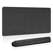 31"x15" Large Desk Mat, PU Leather Dual Side Large Desk Pad, Black
