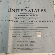 National Geographic Map Of United States Of America Dec 1940 41 X 26 1/2  