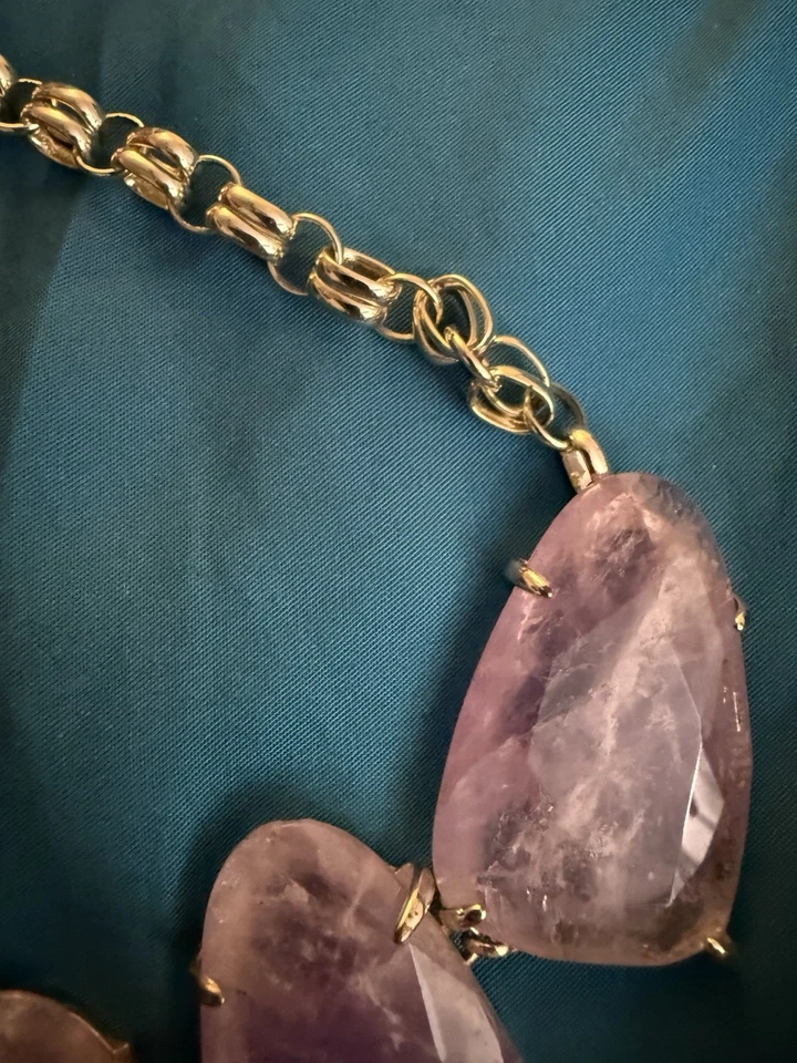 Kendra Scott Harlow Statement Necklace light purple amethyst gold tone (B) - Image 3 of 4