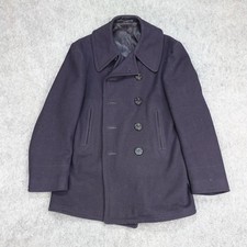 Vintage Navy Pea Coat Mens Medium Wool Jacket Double Breasted Anchor USN READ 
