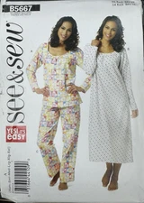 🌻Butterick See & Sew pattern B5667 Misses Pajamas & Gown sz XS-XXL (4-26) uncut
