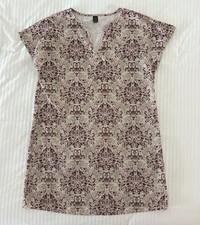 SHEIN Women’s V-Neck Dress Cap Sleeve Beige & Burgundy Casual Boho Size Large