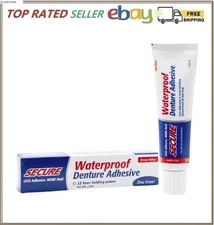 Secure Waterproof Denture Adhesive - Zinc Free - Extra Strong Hold For Upper