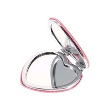 Pink Glitter Heart Shaped Compact Mirror Double Sided Makeup NWT