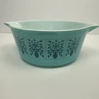 Vintage Pyrex-Saxony Tree of Life Casserole Dish-475-B 2 1/2 QT Turquoise No Lid