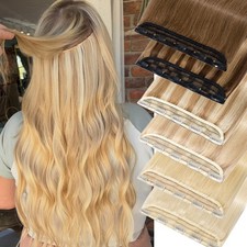 One Piece Clip In Russian Remy Human Hair Extensions 3/4 Full Head Thick 110G