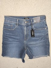 EXPRESS Size 0 Women's Junior's Midi High Rise Blue Jean Shorts Denim Cutoff